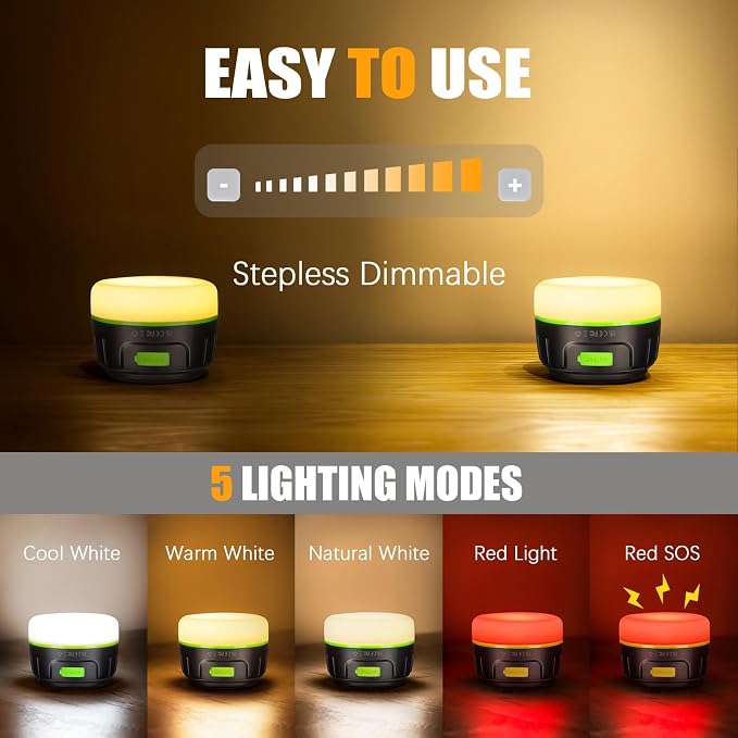 Yonktoo Rechargeable LED Camping Lantern 1000LM, 300H Runtime, 6400mAh, IPX5 Waterproof Tent Light for Camping, Hiking, Power Outages, Home, Emergency Use - Wireless Remote Edition,Green