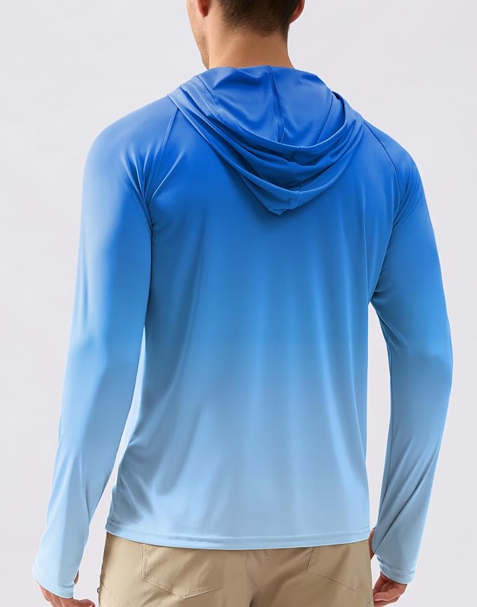 Pudolla Men's Sun Protection Hoodie Shirts UPF 50+ Rash Guard SPF Long Sleeve Fishing Shirt for Men Swim Hiking Boating