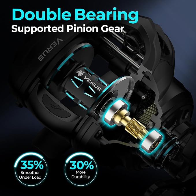 KastKing Verus Baitcasting Fishing Reel, 6oz Ultra Lightweight, Halo XII Magnetic Brake, 9+1 MaxiDur Double Shielded Stainless Steel BB, Up to 18 Lbs Max Drag, 8.0:1/7.2:1 Gear Ratio