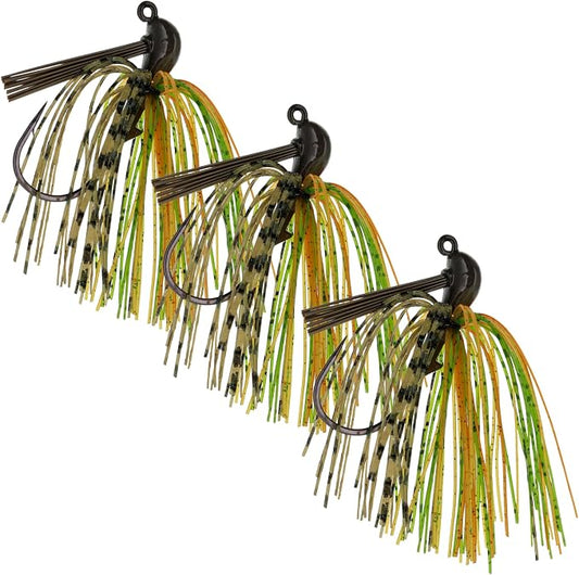 Reaction Tackle Flipping Jigs for Bass Fishing – Weedless Design Fishing Jig Head Fishing Lures - Bass, Pike, Walleye, Muskie and More (3-Pack)