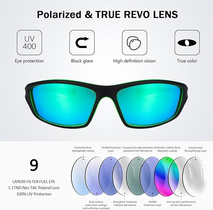 TOODOO 4 Pairs Men Polarized Sunglasses with UV Protection Driving Glasses Sports for Sport Outdoor Activities