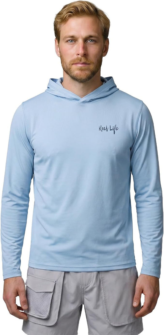 Reel Life UV Long Sleeve Hoodie – Jax Beach Mens Long Sleeve Sun Protection Shirts with Hood