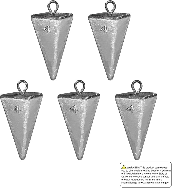 Triangle Fishing Weights 4-Sided Pyramid Sinkers Lead Fishing Weights and Sinkers for Saltwater Ocean Surf 1oz-32oz/2LB