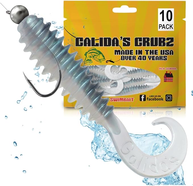 Galida's Grubz Soft Plastic Fish Bait Lures for Fishing | Fishing Bait Lure with Deep Ribs | Great for Beginners and Advanced Fishermen