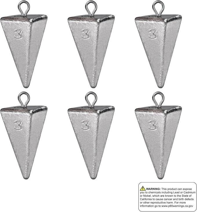 Triangle Fishing Weights 4-Sided Pyramid Sinkers Lead Fishing Weights and Sinkers for Saltwater Ocean Surf 1oz-32oz/2LB