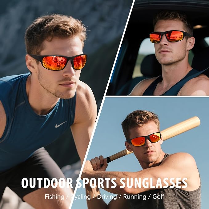 Sports Polarized Sunglasses for Men Women Wrap Around Sun Glasses Fishing Cycling Driving Running UV Protection