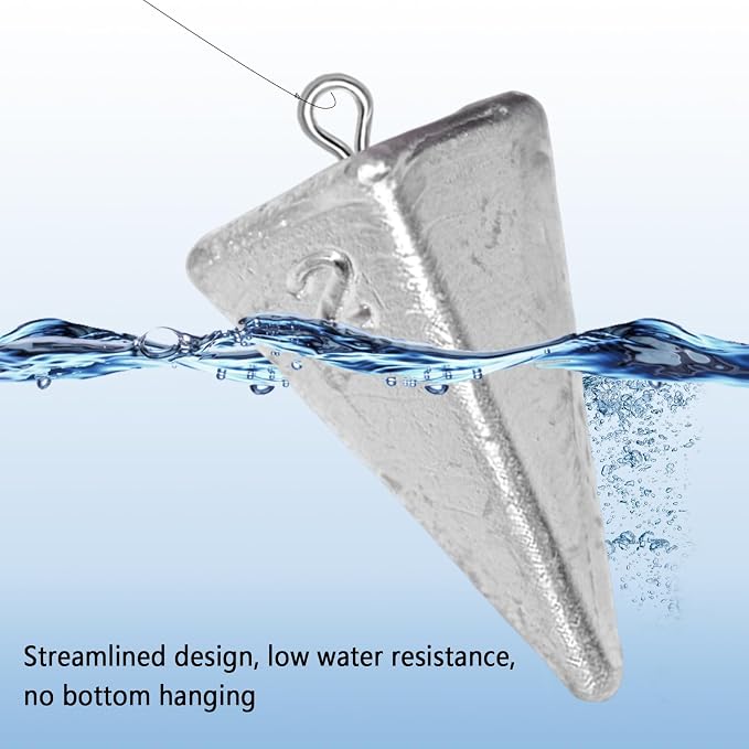Pyramid Sinkers Assorted Weights 2oz 3oz 4oz, Lead Surf Fishing Sinkers for Saltwater Beach Bottom Fishing (5-8 Pack)