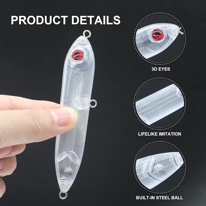 10pcs/20pcs Fishing Blanks Lures Kit Fishing Topwater Unpainted Swimbait Unpainted Crankbaits Hard Baits DIY Lure for Bass Salmon Trout Saltwater and Freshwater