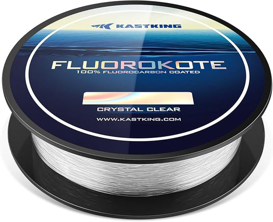 KastKing Fluorokote 100% Fluorocarbon Coated Fishing Line, Fluorocarbon Leader, Extreme Clarity,Fast Sinking,Shock Resistant, High Abrasion Resistance