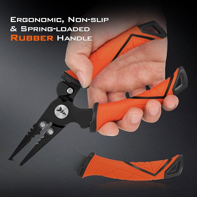 KastKing Paradox Fishing Pliers, Angled Fish Lip Gripper, Saltwater Resistant 420 Stainless Steel Fishing Tools, Fishing Pliers Hook Remover with Ergonomic Handle, Fishing Gifts for Men