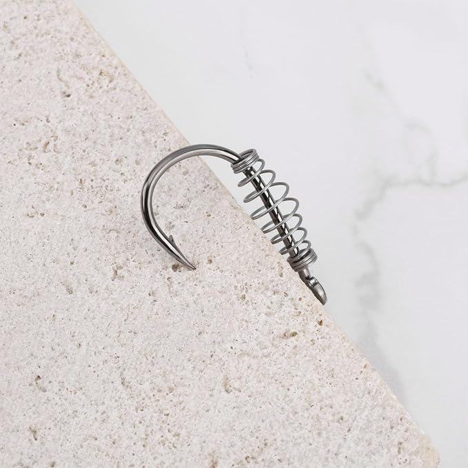 20Pcs Spring Fishing Hooks, High Carbon Steel Hooks with Metal Spring Barbed Swivel Fishing Hooks Suitable forPower Bait Trout Carp