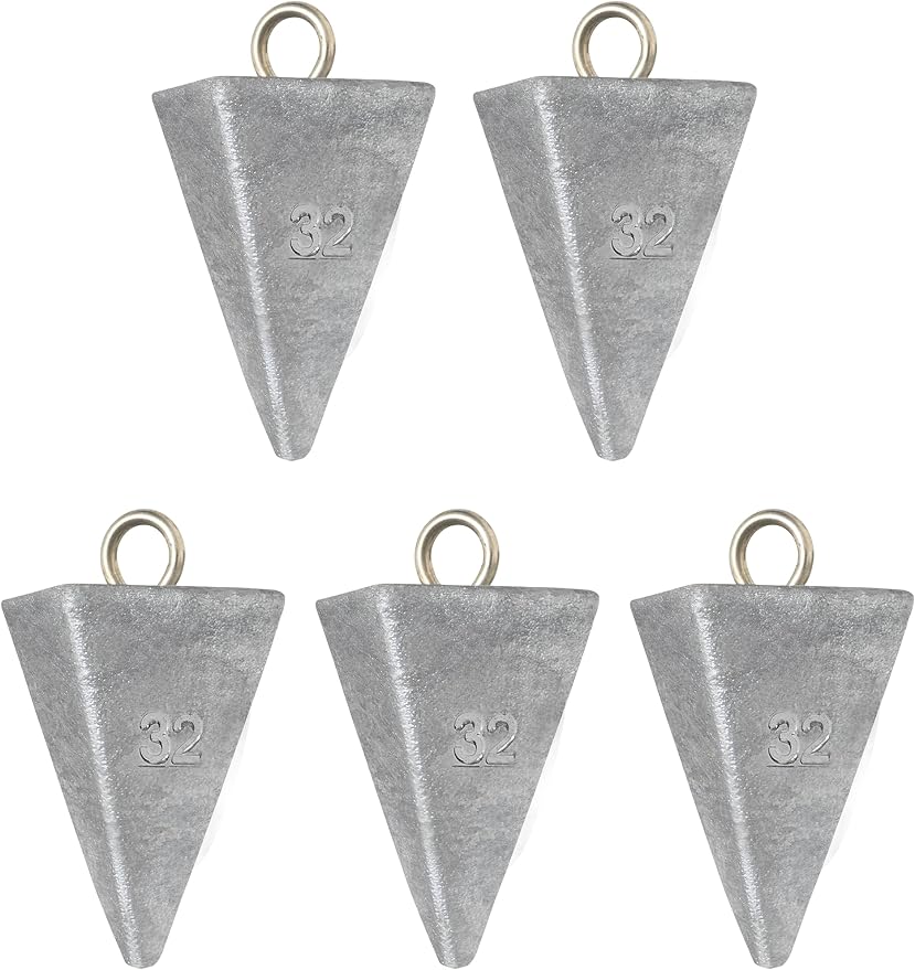 BLUEWING Pyramid Sinkers Lead Fishing Weights 1oz,2oz,3oz,5oz,8oz,10oz,12oz,16oz,32oz for Saltwater