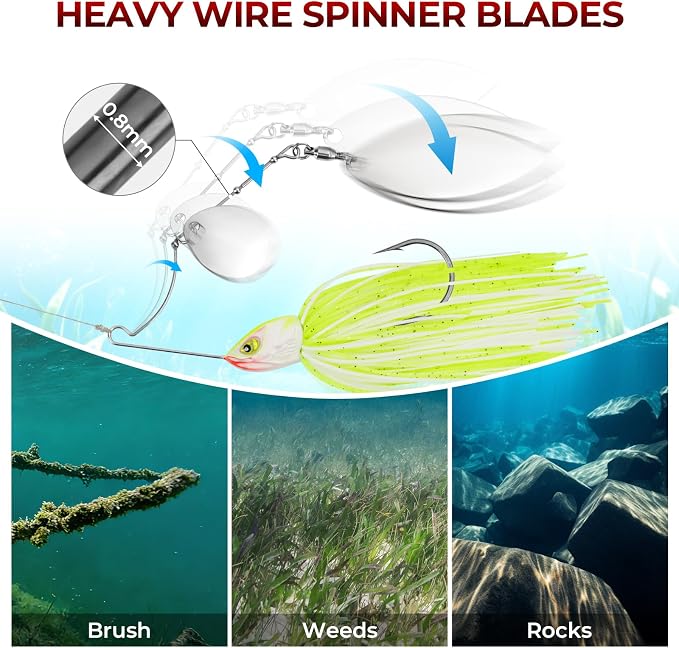 MadBite by KastKing Spinnerbait Fishing Lures, Bass Trout Salmon Walleye Stainless Steel Spinner Baits Kit, Saltwater Freshwater, 4 pcs