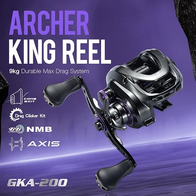 GKA200 Baitcasting Fishing Reel - 7.1:1/8.1:1 High-Speed Gear Ratio, 20LB Carbon Drag, 30Levels Magnet Braking System, Low Profile Design with Dual spools for Freshwater/Saltwater Fishing