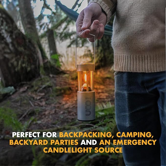 UCO Original Candle Lantern with 1 Long-Burning Emergency Candle, Original Collapsible Candle Lantern for Camping & Emergency Preparedness
