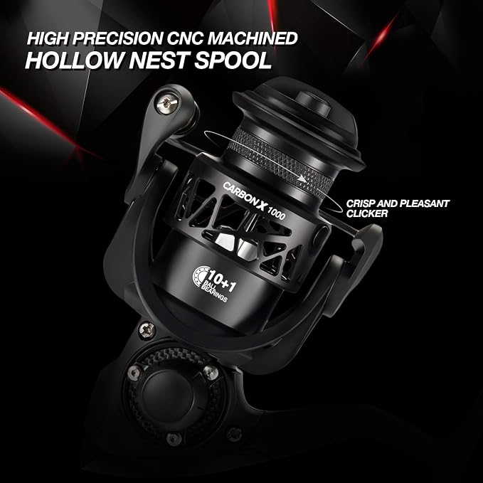 Piscifun Carbon X Spinning Reels, Light to 5.1oz, Carbon Frame and Rotor, 33LBs Max Drag, 10+1 Shielded BB, 5.2:1/6.2:1 High Speed Gear Ratio, Smooth Powerful Saltwater Freshwater Spinning Reel