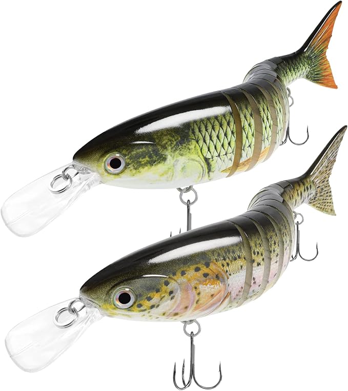 TRUSCEND Swimmax Easy Catch Fishing Lures with BKK Hooks, Wiggling, Vibrating, Rattling and Gurgling for More Bite, Heavy-Duty Dyneema Fiber Jointed Swimbaits for Bass, Trout, Walleye, Crappie, Pike