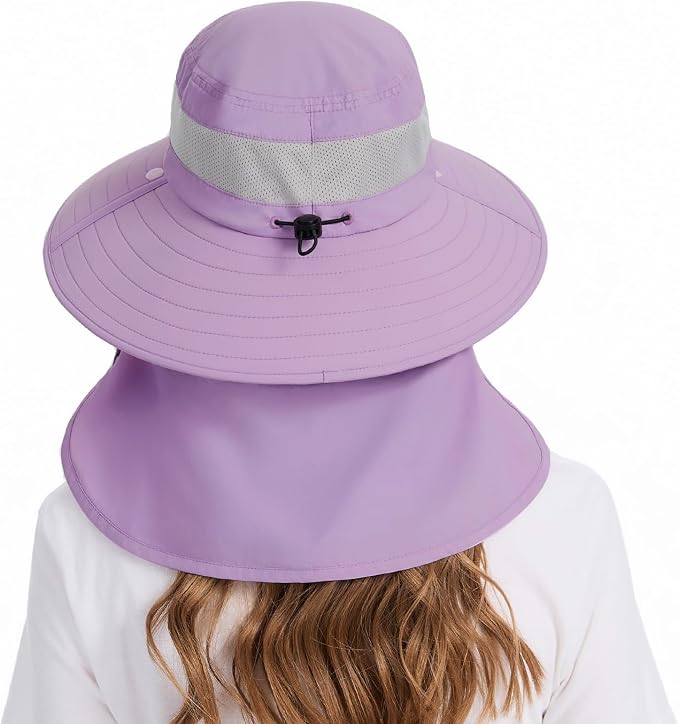 BASSDASH UPF 50+ Breathable Sun Hat with Removable Face Cover and Neck Flap Wide Brim Bucket Hat for Fishing Hiking Men Women