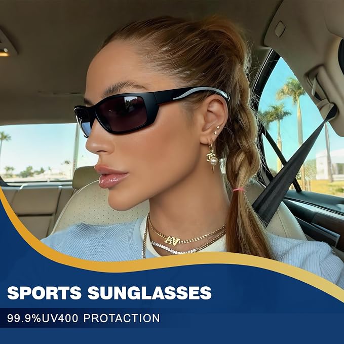 Polarized Sports Sunglasses for Men Women UV400 Protection Glasses Wrap Around Goggles for Driving Fishing Cycling