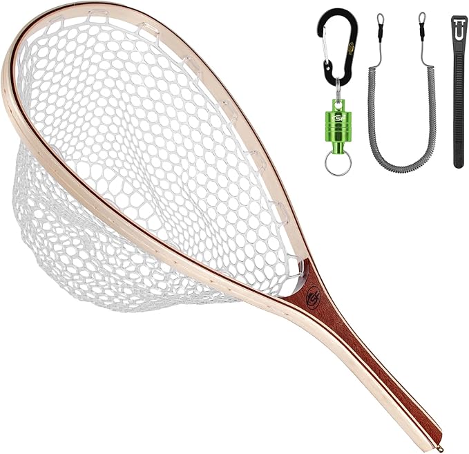 SF Fly Fishing Landing Net Soft Rubber Mesh Trout Net Catch and Release Net