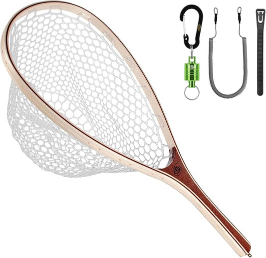 SF Fly Fishing Landing Net Soft Rubber Mesh Trout Net Catch and Release Net