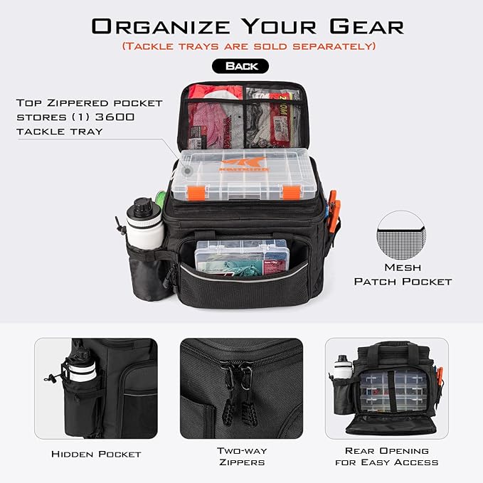 KastKing Fishing Tackle Bags - Saltwater & Freshwater Fishing Bags - Water Resistant, Padded Shoulder Strap - Gear Storage