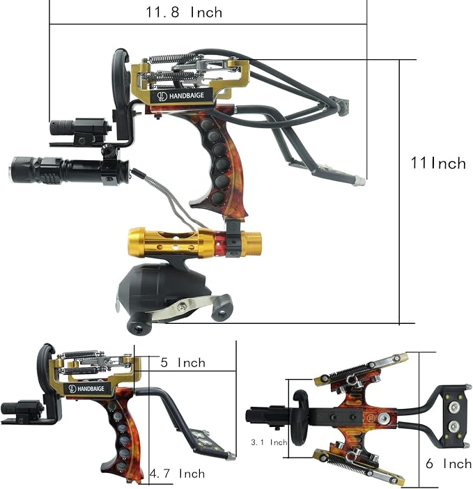 Hunting Slingshot Kit - High Power Sling Shot for Adults, Bowfishing & Fishing Arrows - Tactical Telescopic Slingshot Set with Fishing Reel,Slingshot Rubber Bands Heavy Duty