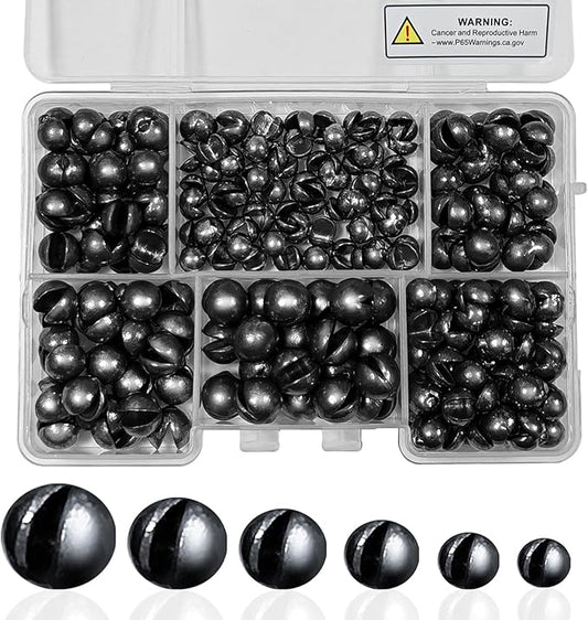 SANWEAL120PCS/200PCS Fishing Weights Sinkers - Premium Split ShotFishing Weights Sinkers - Round Removable Fishing Sinkers - 5/6 Sizes