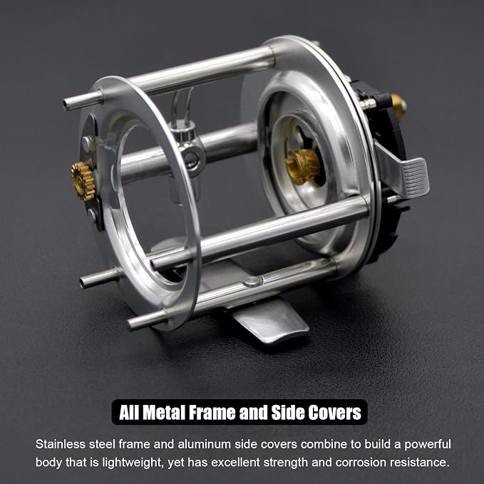 X-Tribe Round Baitcasting Fishing Reel, Synchronized Level Wind System, 17 LBs Powerful Carbon Drag, 5.3:1 Gear Ratio, Single Power Handle, All Metal Frame and Side Covers for Saltwater
