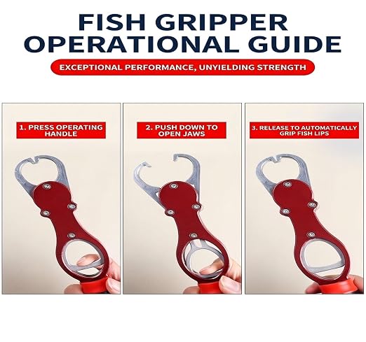 Fish Lip Gripper with Scale, Fish Control Tool Fish Grabber, Stainless Steel Fishing Pliers with Non-Slip Handle, Portable Fish Holder Tool for Saltwater Freshwater Fishing