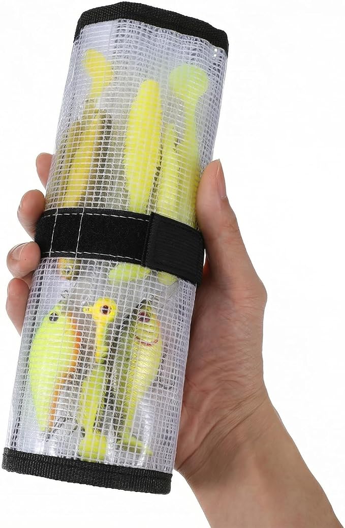 4 pcs Roll Up Fishing Lure Wraps Set 25"*9" Lure Bag with PVC Protective Cover Saltwater Hook Covers Fabric Lures Protector Trolling Tackle Box for Mechanics Kitchen Storage Art Sketching