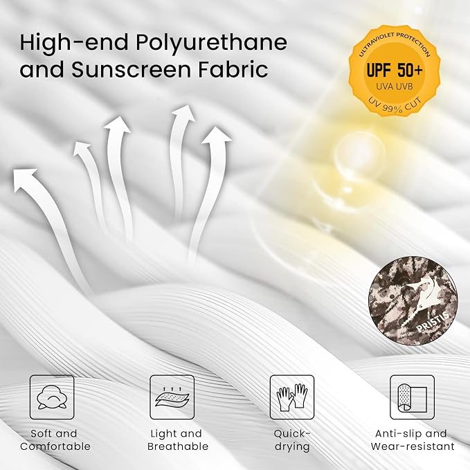 Pristis UPF 50+ Fishing Fingerless Gloves, UV Protection Breathable Half-Finger Sun Gloves for Men Women Boys Kayaking