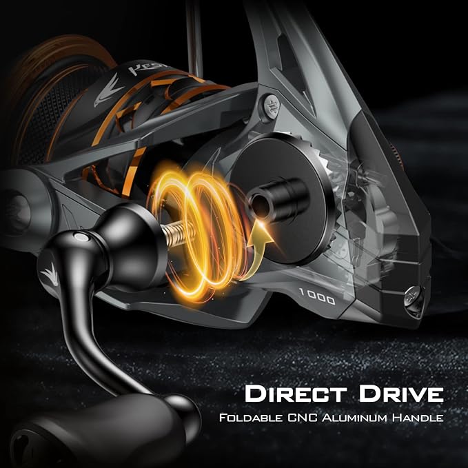 KastKing Kestrel Carbon Spinning and Ice Fishing Reel 1000 SFS Carbon Body, lightweight and weighs 4.6 Oz, Full carbon fiber frame, 10+1 stainless-steel double shielded Ball Bearings, 6.2:1 Gear Ratio