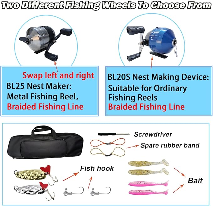 Upgraded Portable Fishing Catapult Rod with Reel, Durable & Lightweight Telescopic Lure & Bait Launcher for Saltwater & Freshwater,
