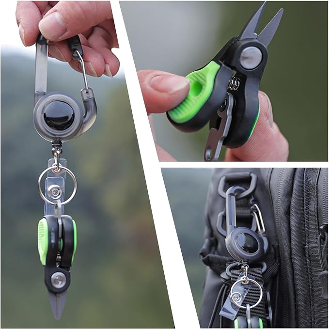 2 Pack Mini Fishing Scissors & Gentle-Return Keychain, Upgrade Fishing Line Cutters with Smooth Lock, Braided Fluorocarbon Line Cutter, Compact Stainless Steel Snips Fishing Clippers Rust-Resistant