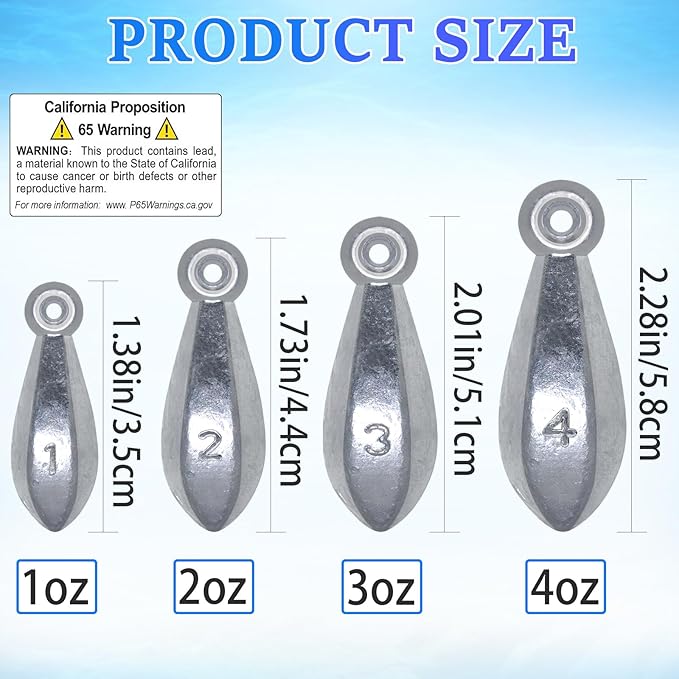 Fishing Weights Sinkers Bank Fishing Lead Sinkers Bullet Fishing Weights Ocean Saltwater Surf Fishing Gear Fishing Assortment 1oz 2oz 3oz 4oz
