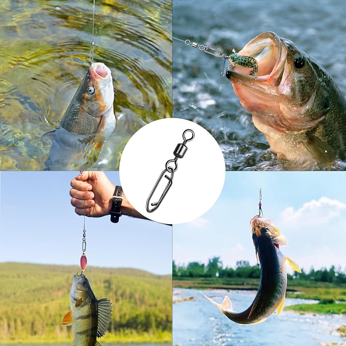 9KM DWLIFE Fishing Speed Clips 50Pcs Quick Change Fishing Swivels & Snaps Fishing Speed Clips Barrel Swivels Fishing Tackle Saltwater Fishing
