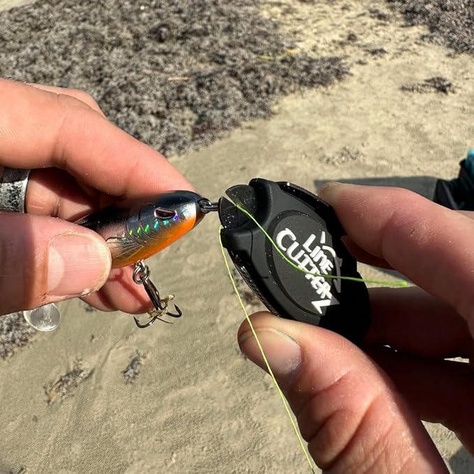 LINE CUTTERZ Patented Dual Hybrid Ceramic Cutter + Stainless Steel Micro Scissors Fishing Line Snipper - Black