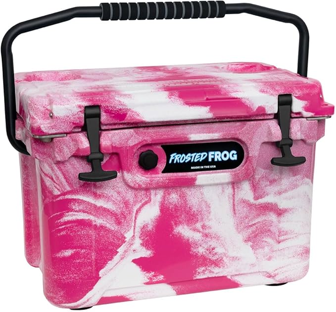 USA Made Frosted Frog Camo 20 Quart Ice Chest Heavy Duty High Performance Roto-Molded Commercial Grade Insulated Cooler