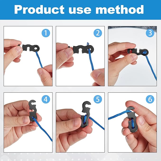 SATINIOR 20 Pieces Guyline Tensioner Aluminum Alloy Tent Cord Paracord Tensioner Guy Line Rope Adjusters Cord Tighteners for Outdoor Tent Camping Hiking Accessories
