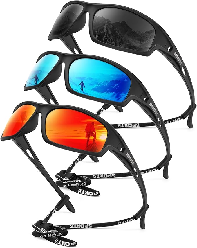 KALIYADI 4 Pack Polarized Sunglasses-Men Sports Sun-glasses: Mens Sunglasses UV Protection for Fishing Driving Cycling