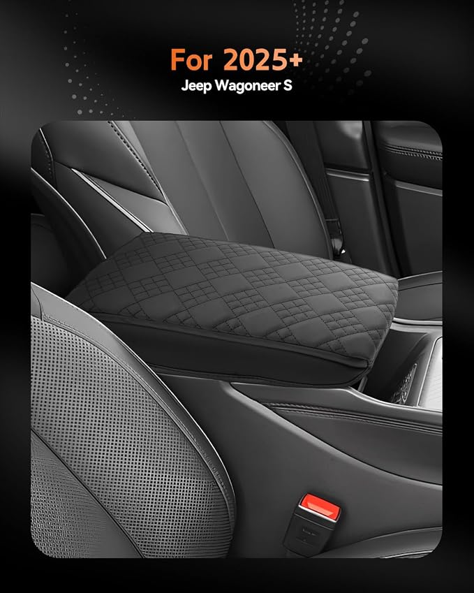 CDEFG for 2025 2026 Jeep Wagoneer S Center Console Cover Armrest Box Cover for Wagoneer S (Limited, Launch Edition) Accessories Console Arm Rest Protector Thickened
