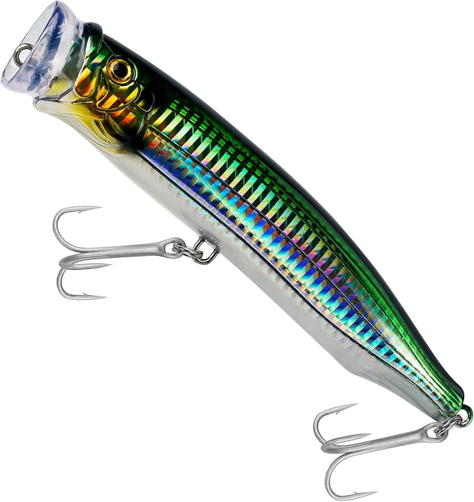 THKFISH Popper Lures Saltwater Tuna Popper Topwater Fishing Lures for Surf Fishing Bass with 3D Eyes for GT Tuna Large Fish 5.9in 1pc/3pcs