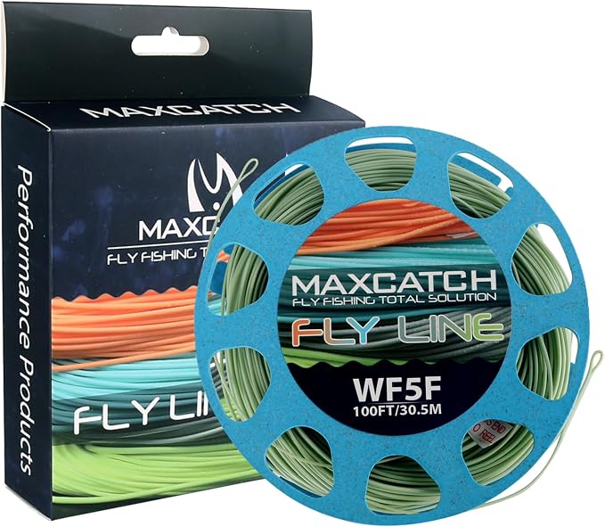 Maxcatch Weight Forward Fly Fishing Line with Two Welded Loops, Floating Fly Lines for Freshwater, 100FT (WF1F, 2F, 3F, 4F, 5F, 6F, 7F, 8F)