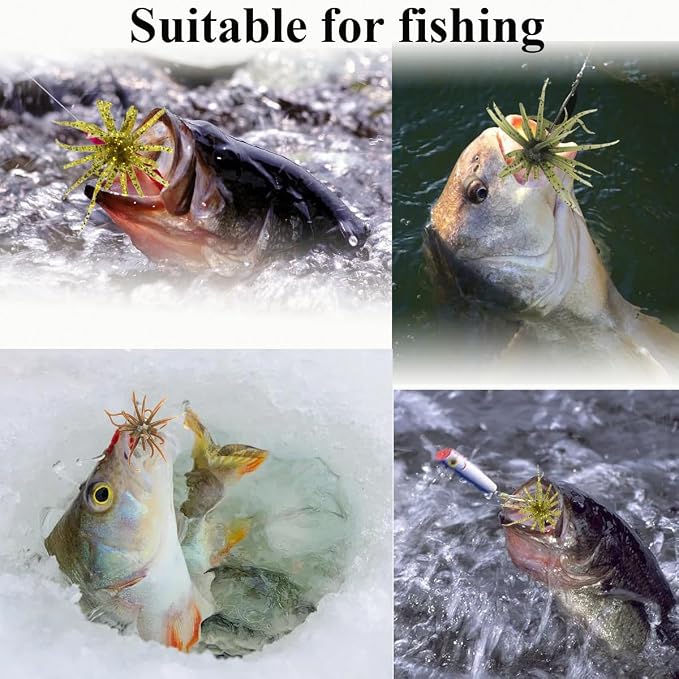 6PCS Soft Plastic Octopus Baits, Japanese Finesse Worm for Bass Fishing, Tentacle Creature Lure for Drop Shot & Wacky Rig/Neko Rig
