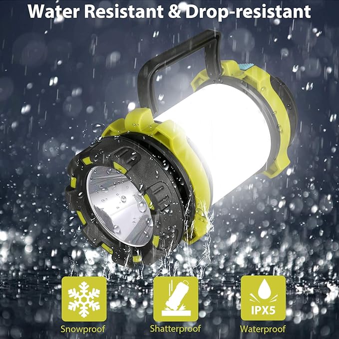 BOBKID 2 Pack Camping Lantern, Outdoor LED Camping Light, Rechargeable Flashlights with 1000LM, 6 Modes, IPX5 Waterproof Portable Emergency Camp Light for Hurricane Survival - Green