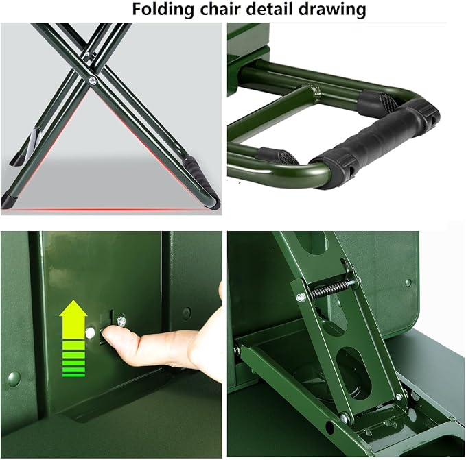 Folding Camping Chair Stool Portable Fishing Stool, Multi-Functional 3 in 1 Folding Chair with Side Table for Outdoor Camping, Hunting, Hiking, Beach, Picnic