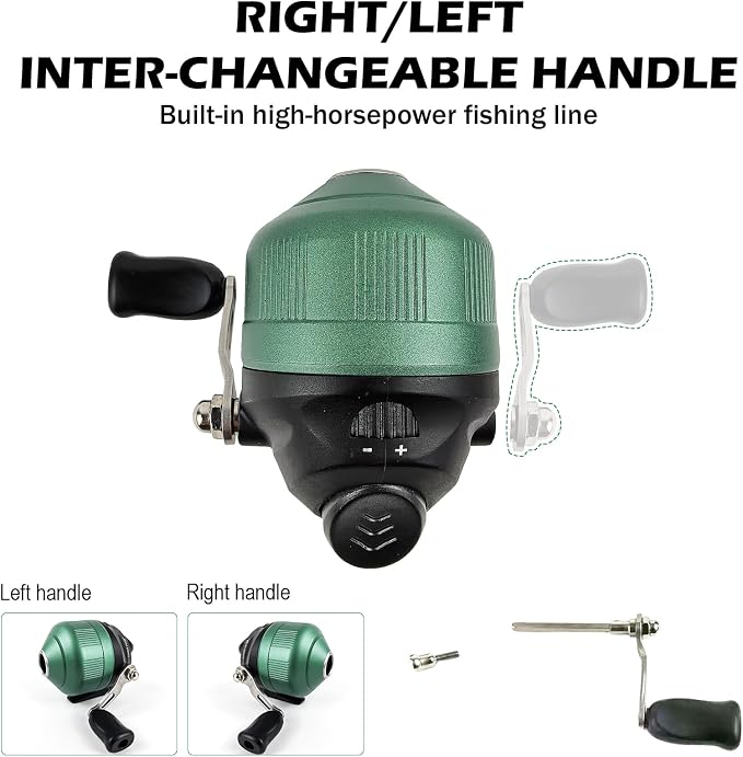Spincast Fishing Reel, All-Metal Gears, Easy to Use Push Button Casting Design, Changeable Right/Left-Hand Retrieve