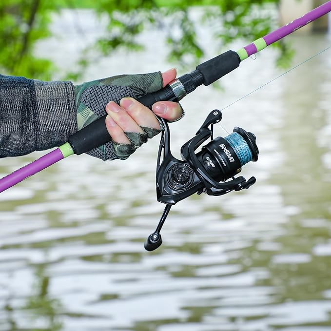 Sougayilang Fishing Rod Combo, 2-Piece 6-Foot Graphite & Fiberglass Rod with Anti-Reverse Spinning Fishing Reel