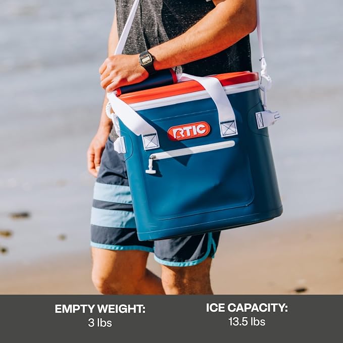 RTIC Ultra-Tough Soft Cooler 20 Can, Insulated Bag Portable Ice Chest Box for Lunch, Beach, Drink, Beverage, Travel, Camping, Picnic, Car, Trips, Floating Cooler Leak-Proof with Zipper